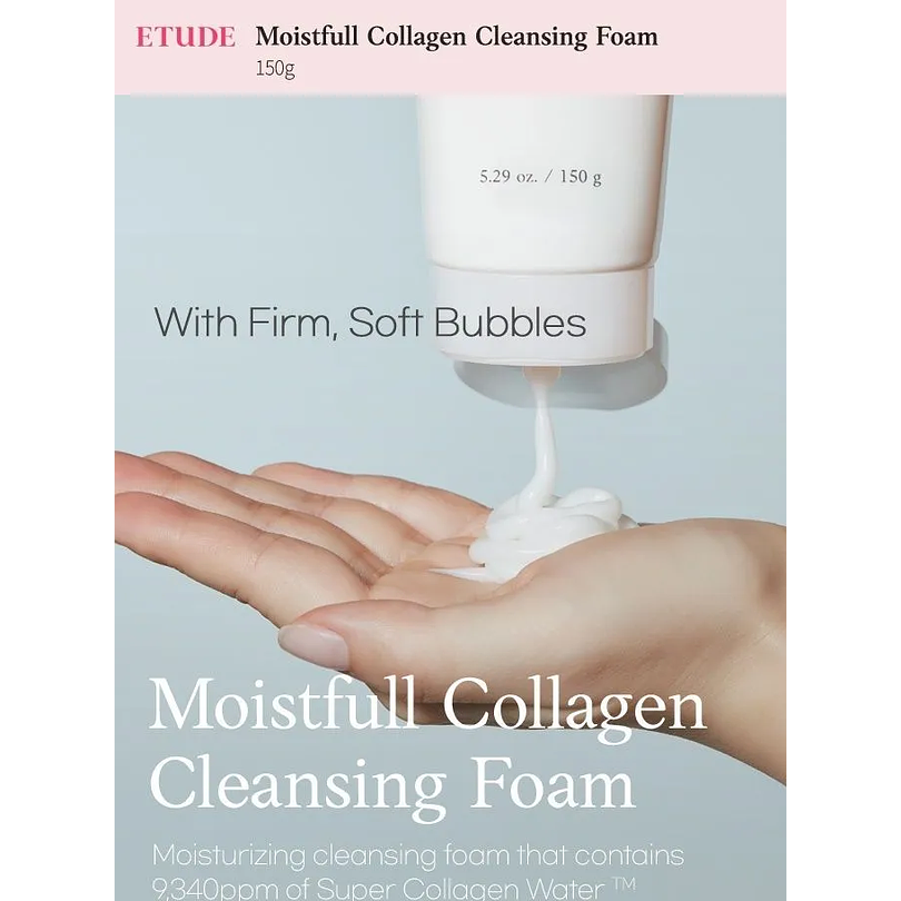 Moistfull Collagen Cleansing Foam (Etude House) – 150ml Limpiador antiedad 52% colágeno 4