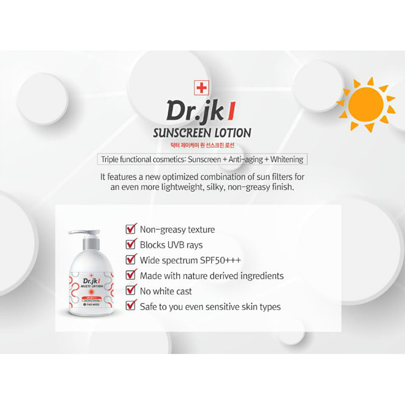 Dr. Jk1 Sunscreen Lotion SPF50+/+++ (Pax Moly)  200ml Protector solar para rostro y cuerpo 3