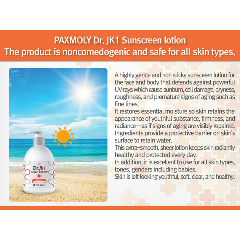 Dr. Jk1 Sunscreen Lotion SPF50+/+++ (Pax Moly)  200ml Protector solar para rostro y cuerpo 10