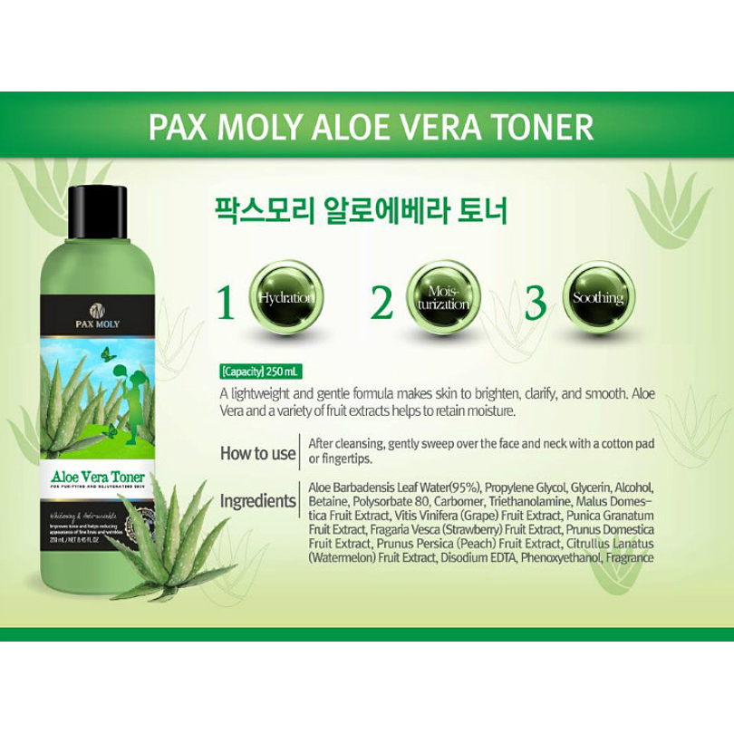 Aloe Vera Toner (Pax Moly) – 250ml Tónico 95% Aloe Vera 4