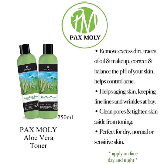 Aloe Vera Toner (Pax Moly) – 250ml Tónico 95% Aloe Vera