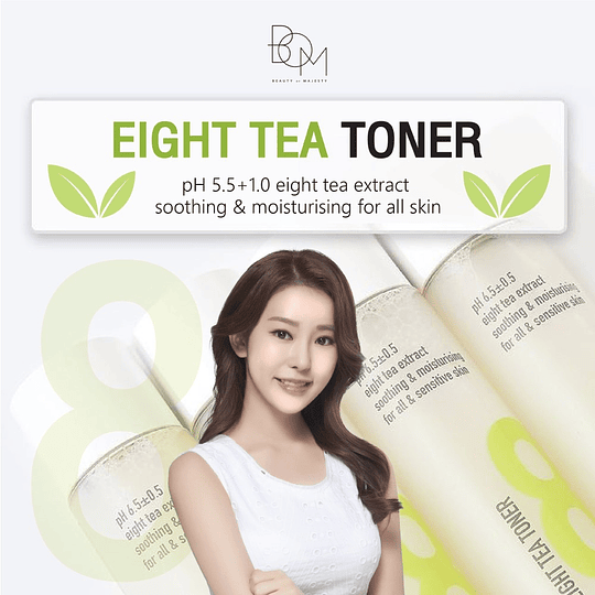 Eight Tea Toner (B.O.M Beauty of Majesty) – 150ml Tónico antioxidante pieles mixtas con 8 tipos de té
