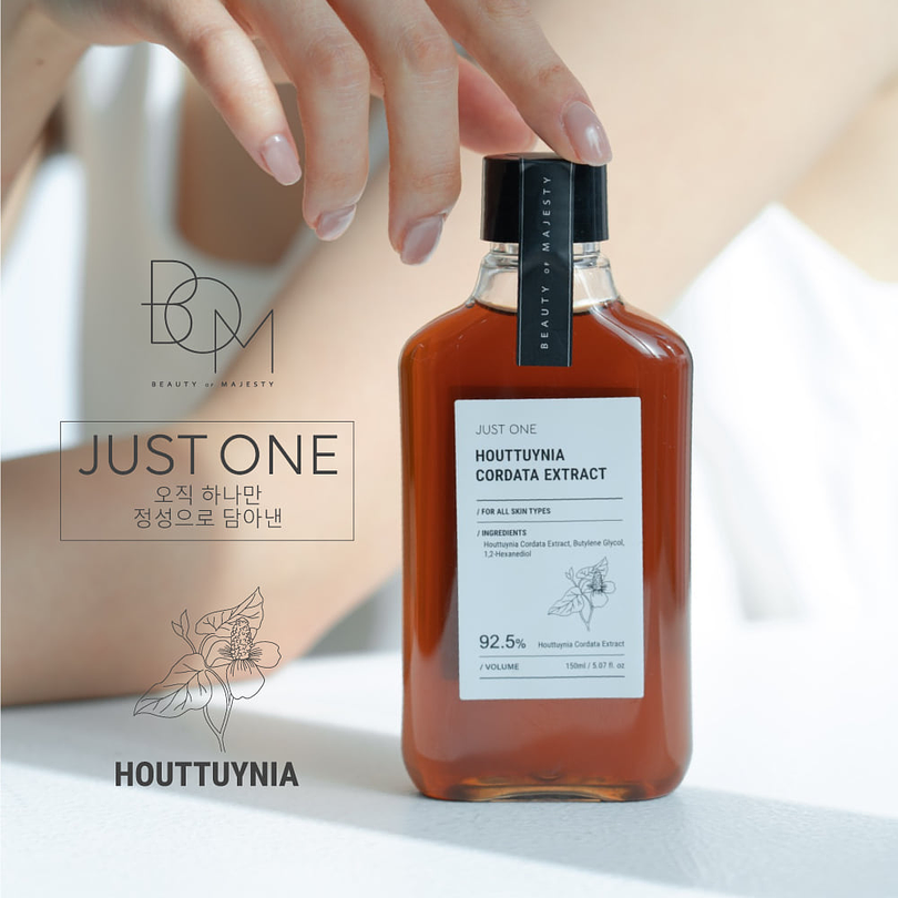 Just One Houttuynia Cordata Extract 150ml (B.O.M Beauty of Majesty) – Tónico/esencia 92,5% Hierba de Camaleón 1