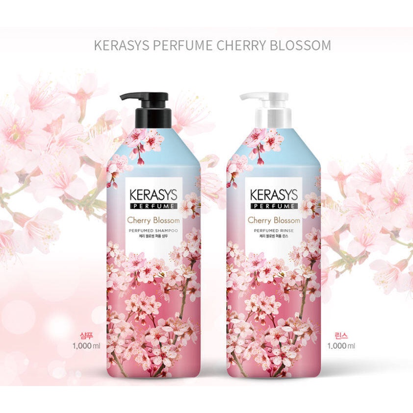 Kerasys Cherry Blossom Perfumed (Kerasys) - Shampoo o Acondicionador 1 litro c/u con Aceite de Argán y Flor de Cerezo
