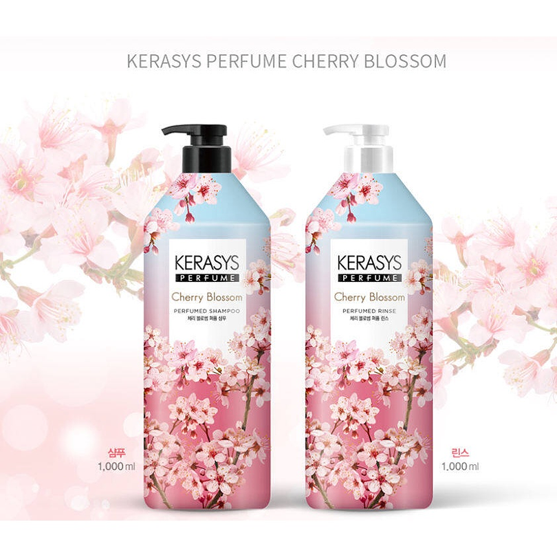 PREVENTA Cherry Blossom Perfumed (Kerasys) - Shampoo o Acondicionador 1 litro c/u con Aceite de Argán y Flor de Cerezo 1