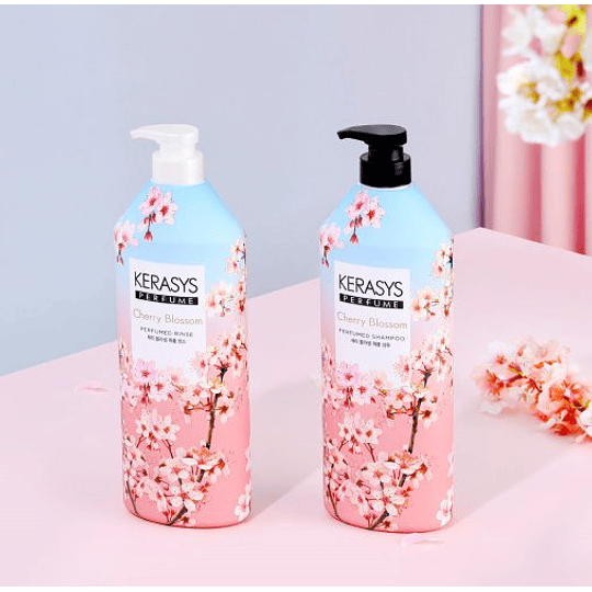 Cherry Blossom (Kerasys) - Shampoo  1 litro c/u con Aceite de Argán y Flor de Cerezo