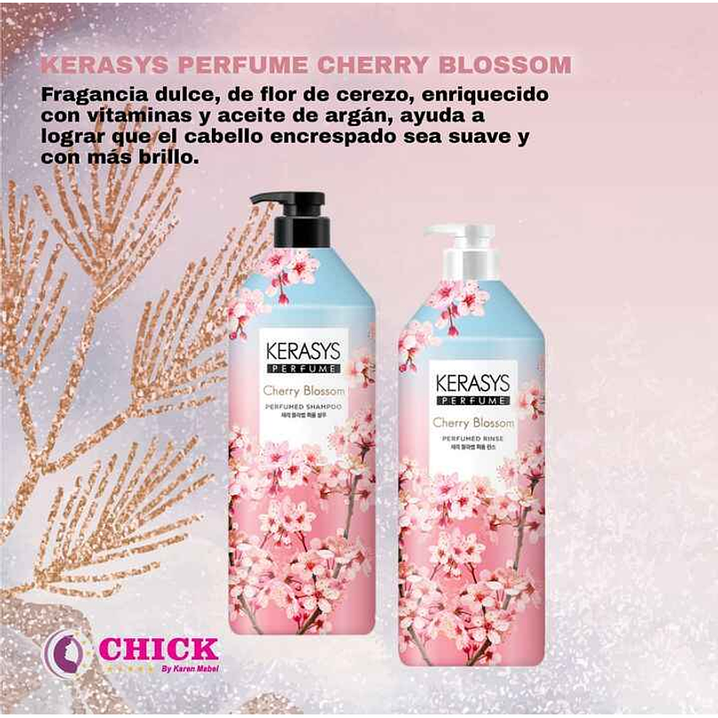 Cherry Blossom Perfumed (Kerasys) - Shampoo o Acondicionador 1 litro c/u con Aceite de Argán y Flor de Cerezo 5