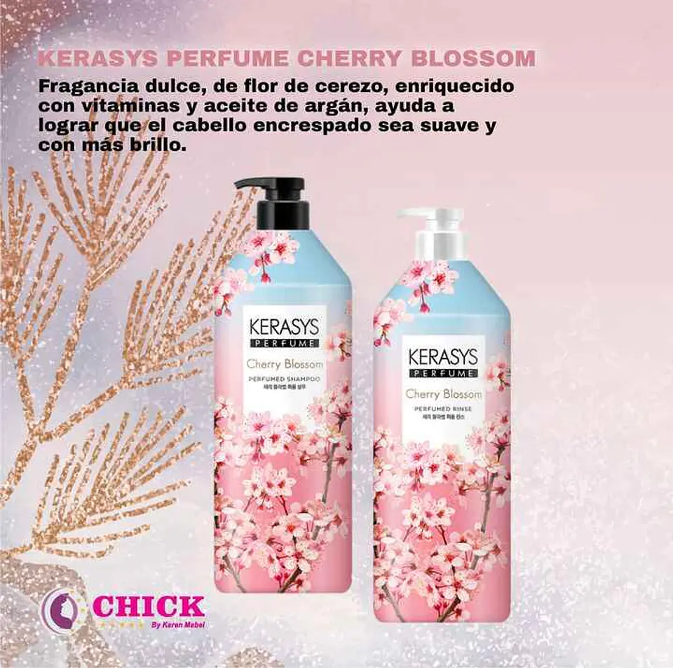 Cherry Blossom Perfumed (Kerasys) - Shampoo o Acondicionador 1 litro c/u con Aceite de Argán y Flor de Cerezo 5