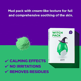 Zombie Beauty Witch Pack (SKIN1004) - Mascarilla de limpieza calmante con té verde (8 sobres + aplicador)