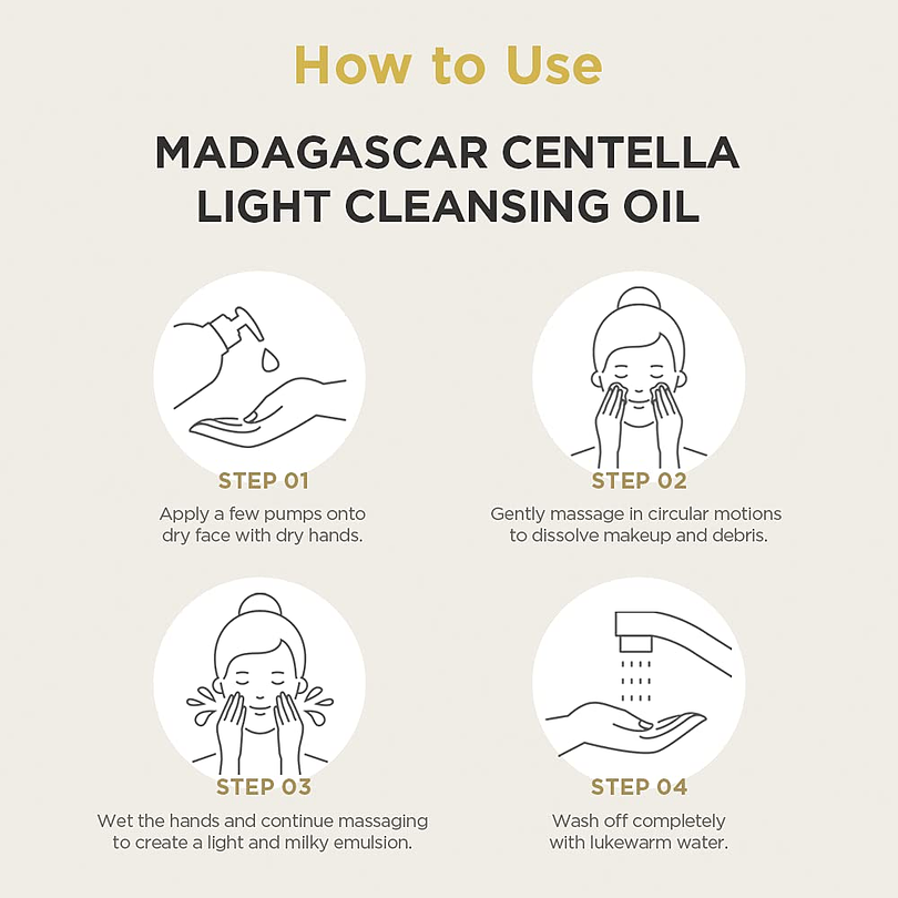 Madagascar Centella Light Cleansing Oil (SKIN1004) - 200ml Limpiador oleoso calmante pieles sensibles 7