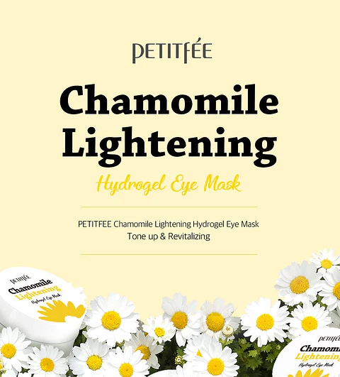 Chamomile Lightening Hydrogel Eye Mask (PETITFEE) - Parches aclarantes y desinflamantes ojeras oscuras 
