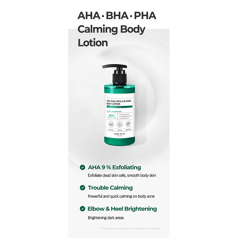 AHA BHA PHA Calming Body Lotion (Some By Mi) - 200ml Loción corporal 92% centella asiática anti acné 6