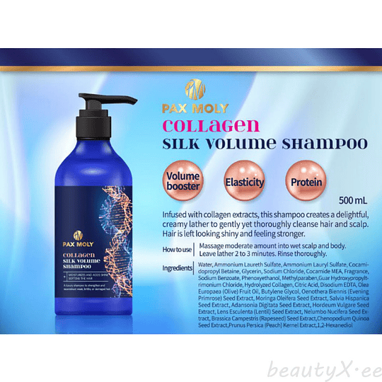 Collagen Silk Volume Shampoo (Pax Moly) - 500ml Shampoo voluminizador