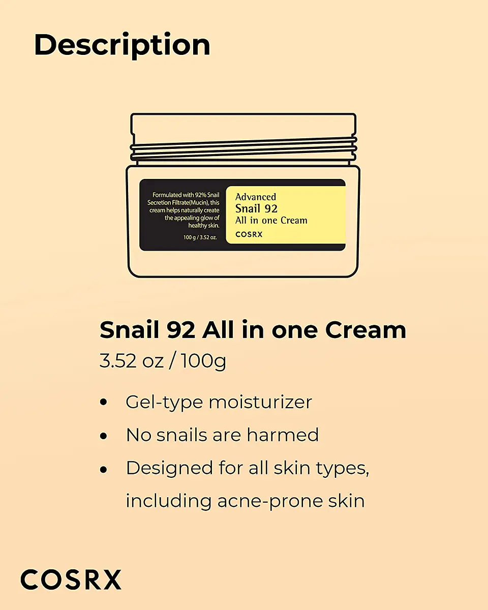 Advanced Snail 92 All in one Cream (COSRX) 100ml Crema 92% baba de caracol 9
