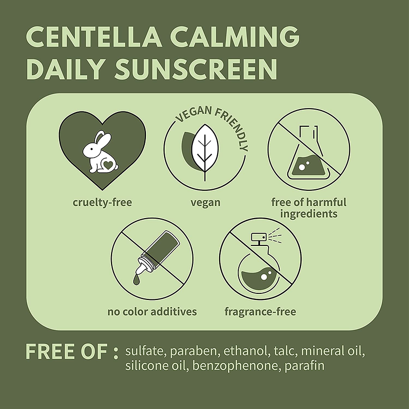 Centella Calming Daily Sunscreen SPF 50+, PA++++ (IUNIK) - 60ml Protector solar calmante 49% centella asiática 5