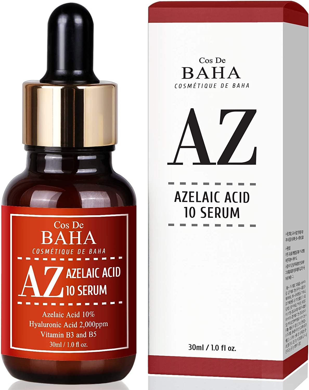 Cos de BAHA AZ Azelaic Acid 10 Serum (Cos de BAHA) - 30ml Serum 10% Ácido Azelaico anti acné exfoliante suave