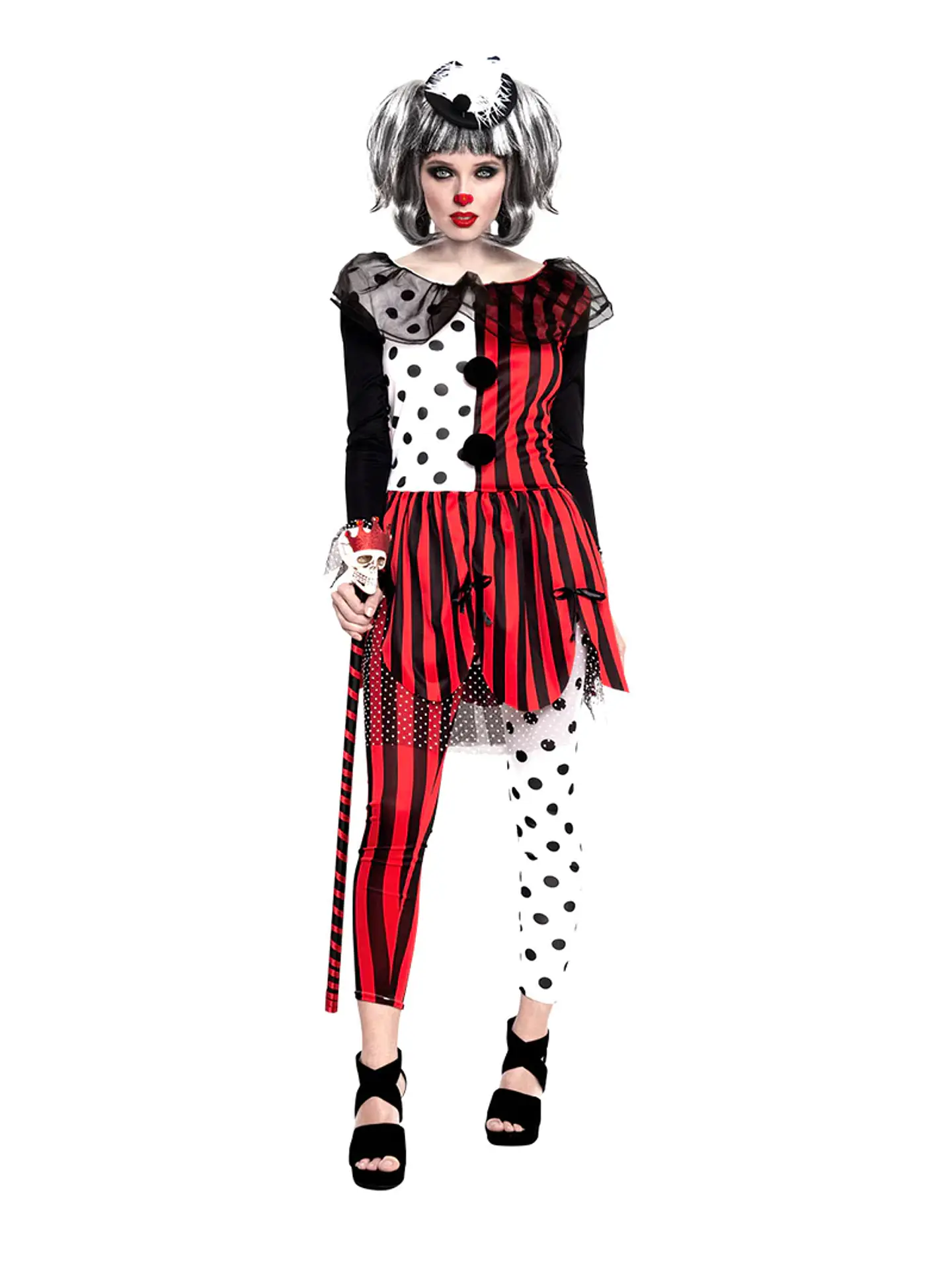 Disfraz Halloween Payaso Rayas Adulto Mujer 1
