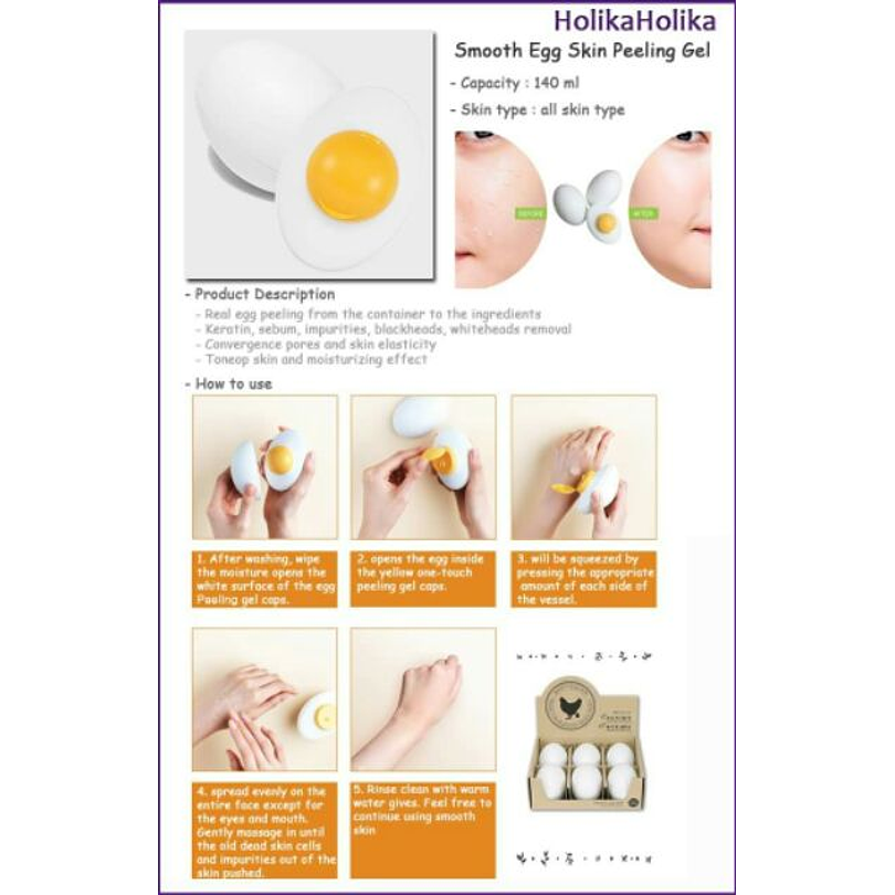 Soft Egg Skin Peeling Gel (Holika Holika) - 140ml Gel exfoliante suave 9