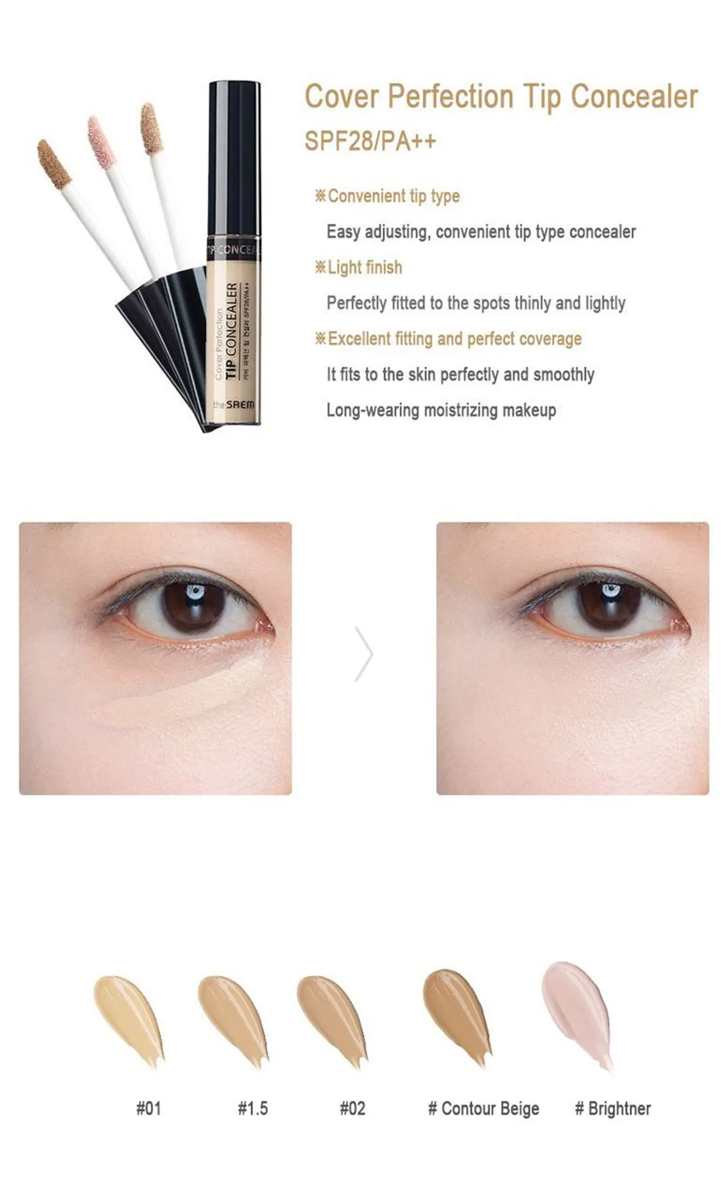 Cover Perfection Tip Concealer (The Saem) - Correctores faciales distintos tonos 5