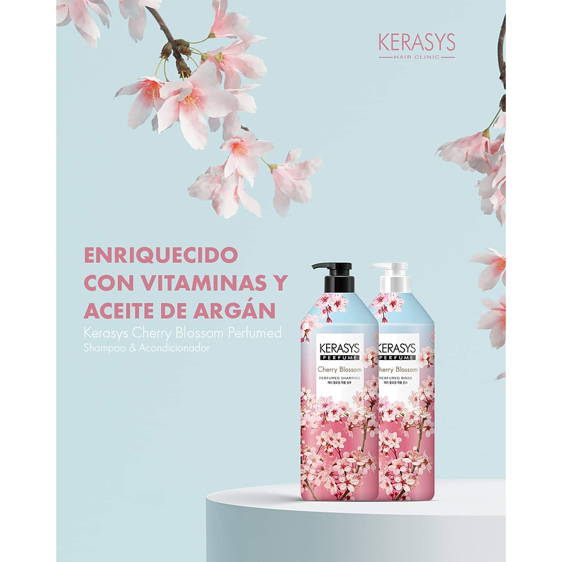 Cherry Blossom Perfumed (Kerasys) - Shampoo o Acondicionador 1 litro c/u con Aceite de Argán y Flor de Cerezo 2