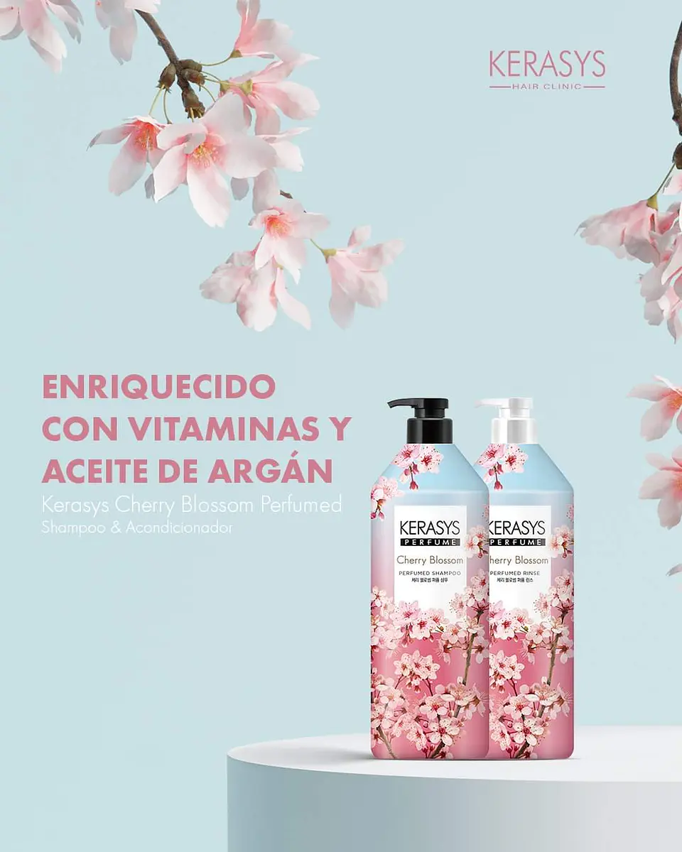 Cherry Blossom Perfumed (Kerasys) - Shampoo o Acondicionador 1 litro c/u con Aceite de Argán y Flor de Cerezo 2