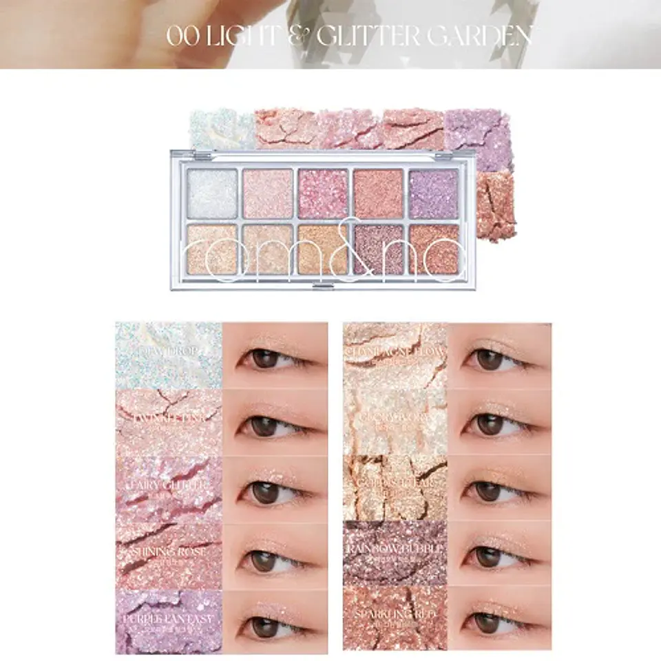 Better than Palette 00 Light & Glitter Garden (Rom&nd)  - Paleta de sombras glitter 1