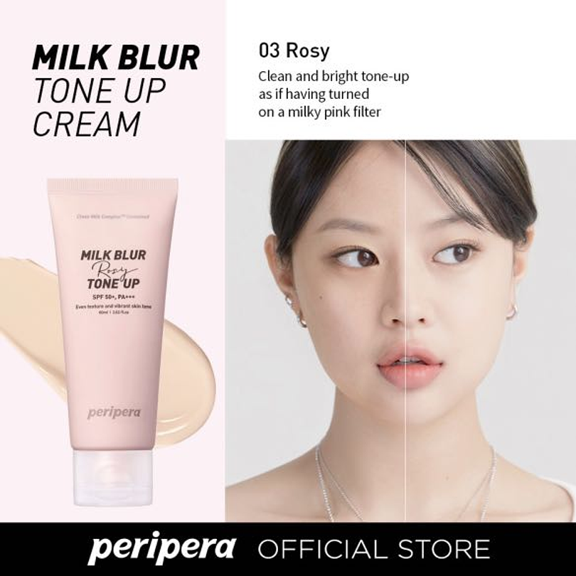 Milk Blur Tone Up Cream SPF50+ Rosy, Glow o Cica (Peripera) -60ml Cremas aclarantes 3 tipos 5