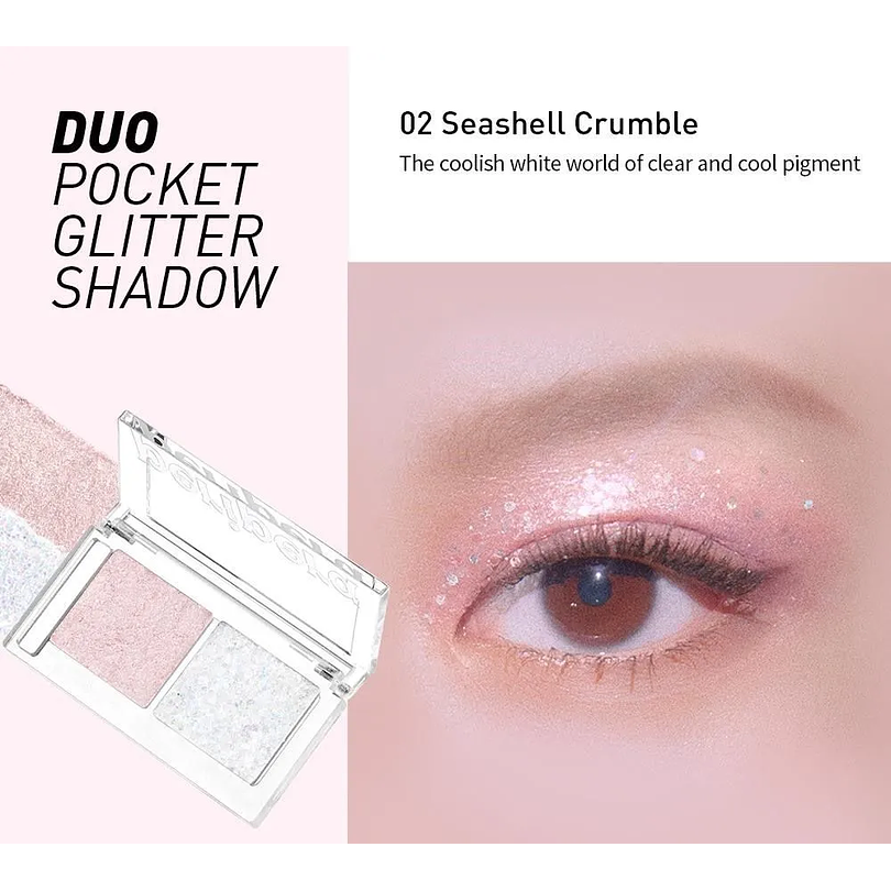 Duo Pocket Glitter Shadow 02 Seashell Crumble (Peripera) - Set de 2 sombras glitter 1