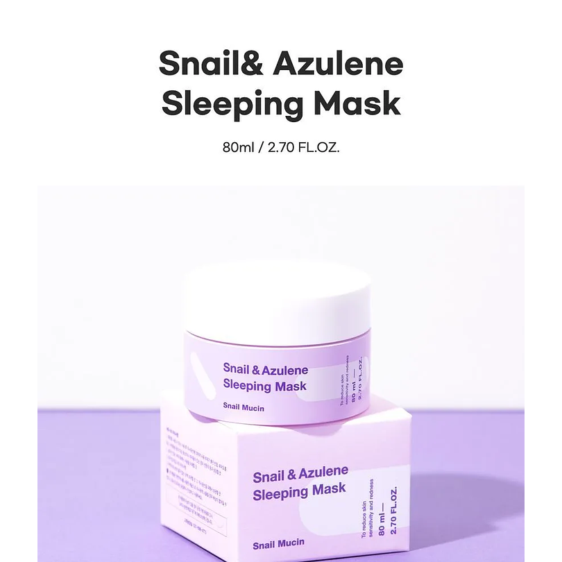Snail & Azulene Sleeping Mask -80 ml (TIAM) Crema Noctura Calmante y regeneradora rosácea pieles sensibles 1