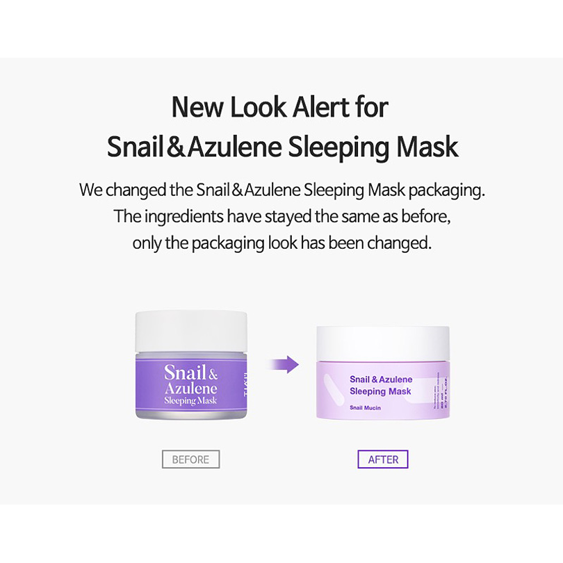 Snail & Azulene Sleeping Mask -80 ml (TIAM) Crema Noctura Calmante y regeneradora rosácea pieles sensibles 2