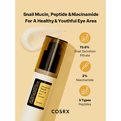 Advanced Snail Peptide Eye Cream (COSRX) - 25ml Crema contorno de ojos 72% baba de caracol 2% niacinamida regeneradora y aclarante