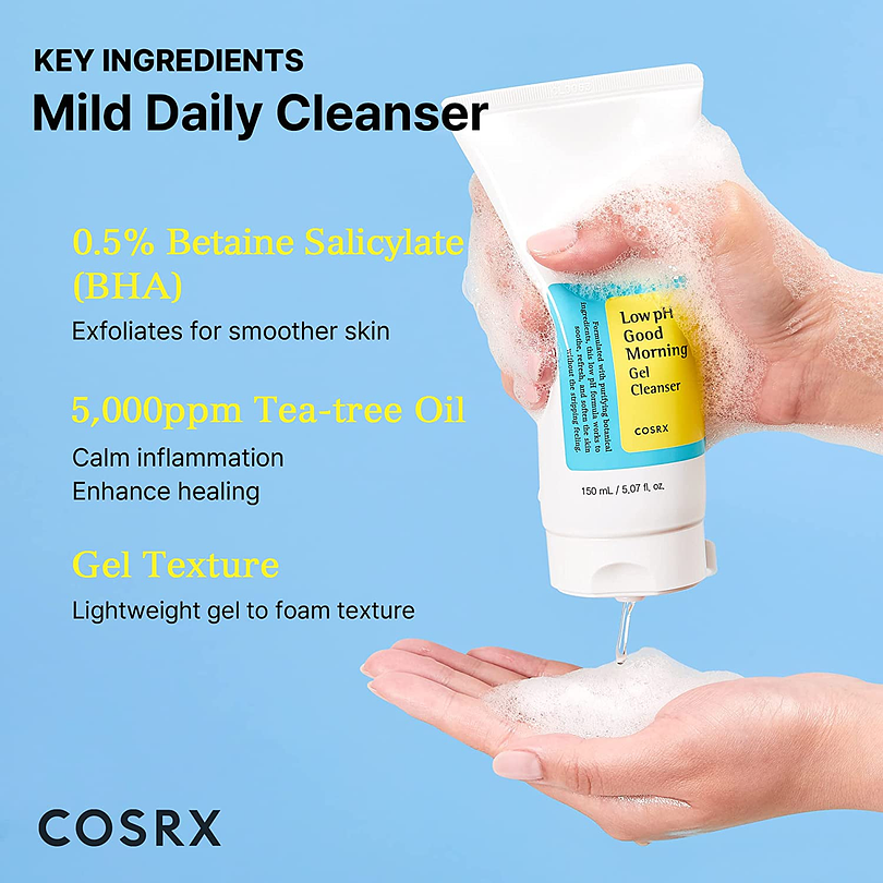 Low pH Good Morning Gel Cleanser (COSRX) - 150 ml  Espuma limpiadora Pieles sensibles 13