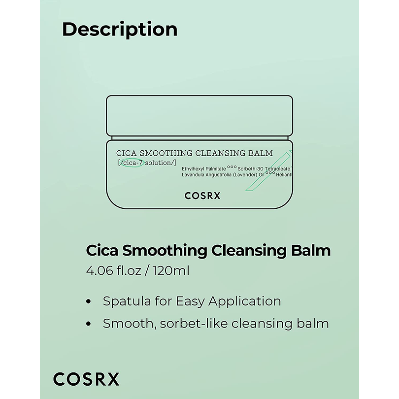 Pure Fit Cica Smoothing Cleansing Balm (COSRX)  -120ml Bálsamo limpiador oleoso desmaquillante pieles sensibles con centella asiática 3