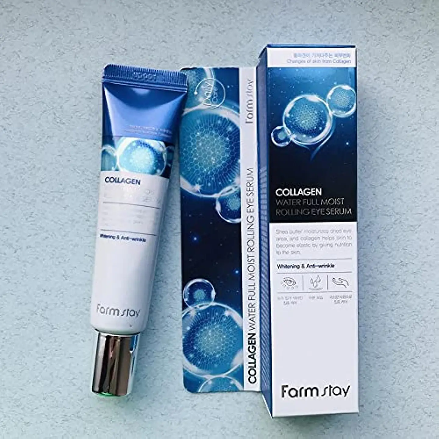 Collagen Water Full Moist Rolling Eye Serum (Farm Stay) – 25ml Suero de contorno de ojos antiedad roll on 10