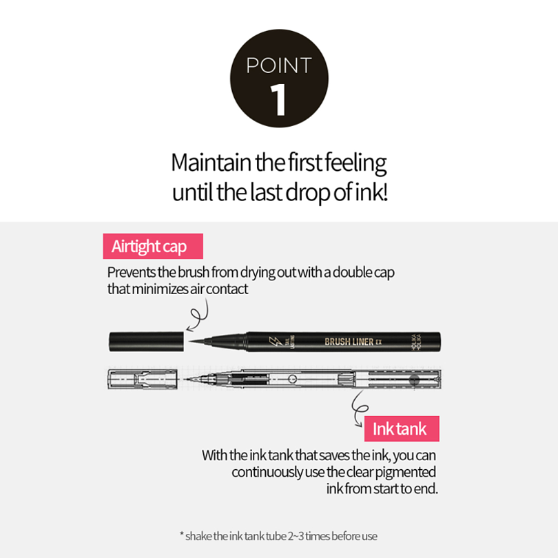 Tail Lasting Brush Liner EX 01 Real Black (Holika Holika)- Delineador líquido tipo plumón a prueba de agua 5