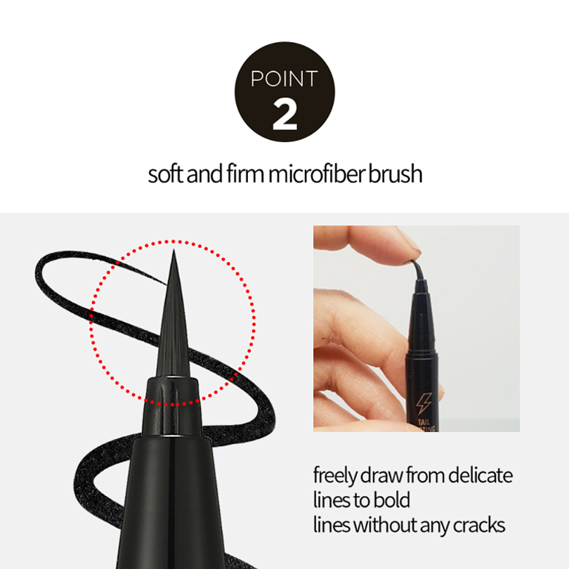 Tail Lasting Brush Liner EX 01 Real Black (Holika Holika)- Delineador líquido tipo plumón a prueba de agua 1
