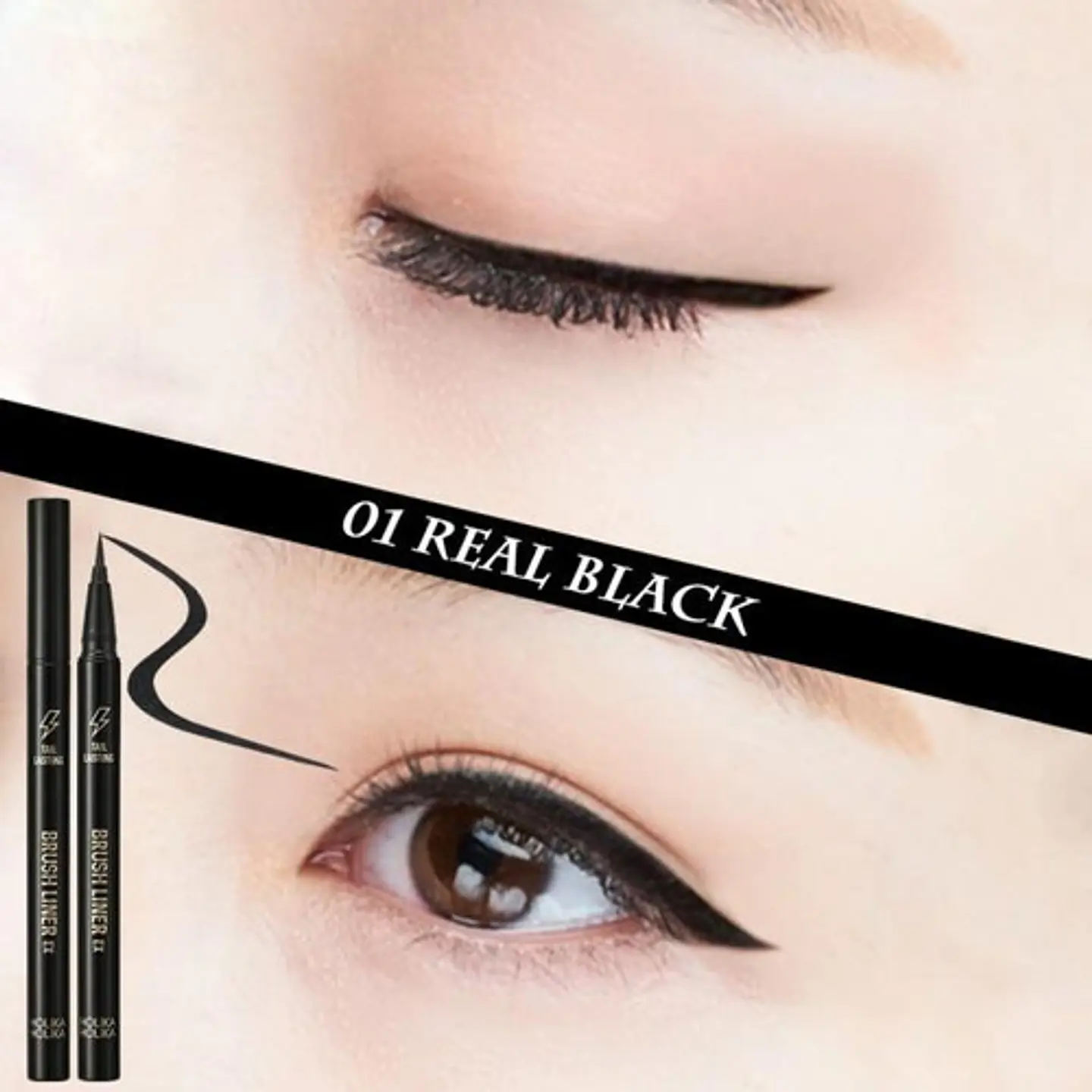 Tail Lasting Brush Liner EX 01 Real Black (Holika Holika)- Delineador líquido tipo plumón a prueba de agua 10