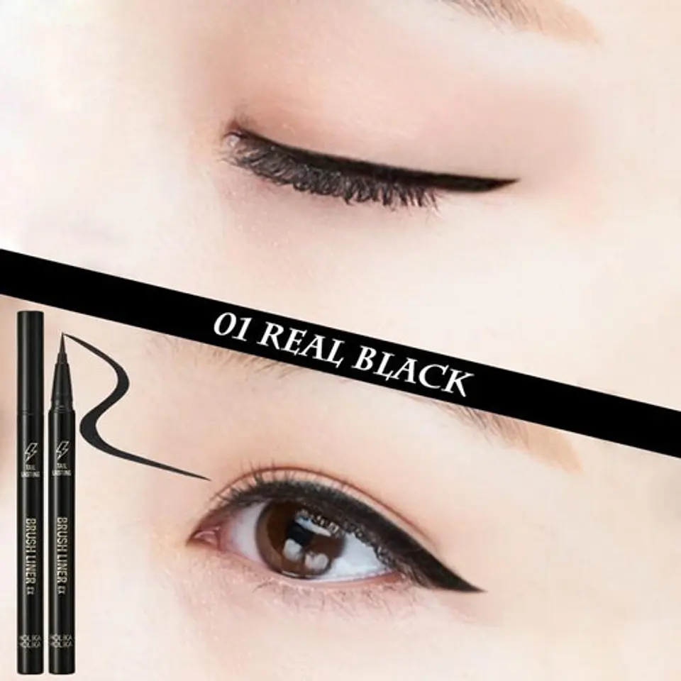Tail Lasting Brush Liner EX 01 Real Black (Holika Holika)- Delineador líquido tipo plumón a prueba de agua 10