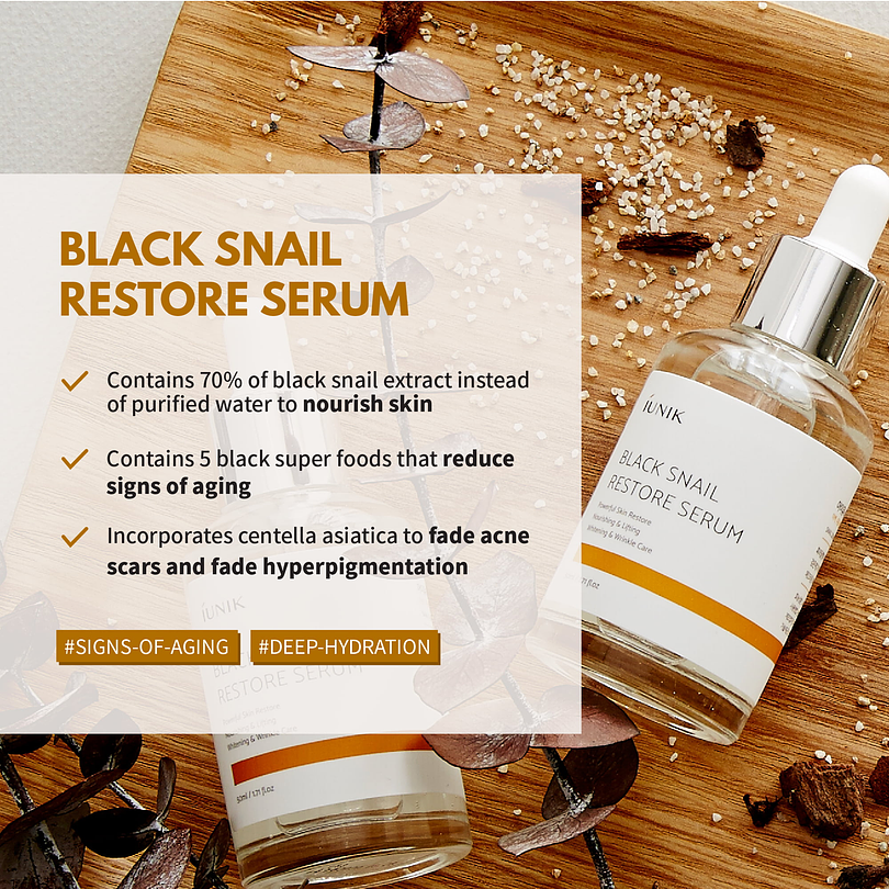 Black Snail Restore Serum (IUNIK) - 50ml Serum 70% Baba de caracol  9