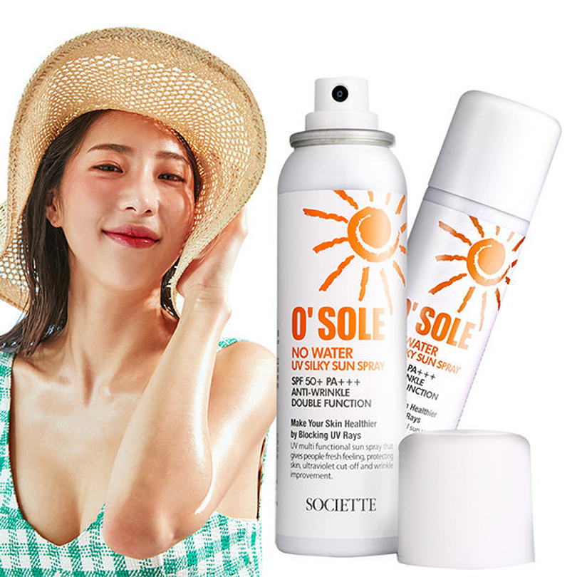 O'Sole No water UV Silky Sun Spray -100ml (Societte) Protector solar en aerosol no pegajoso 1