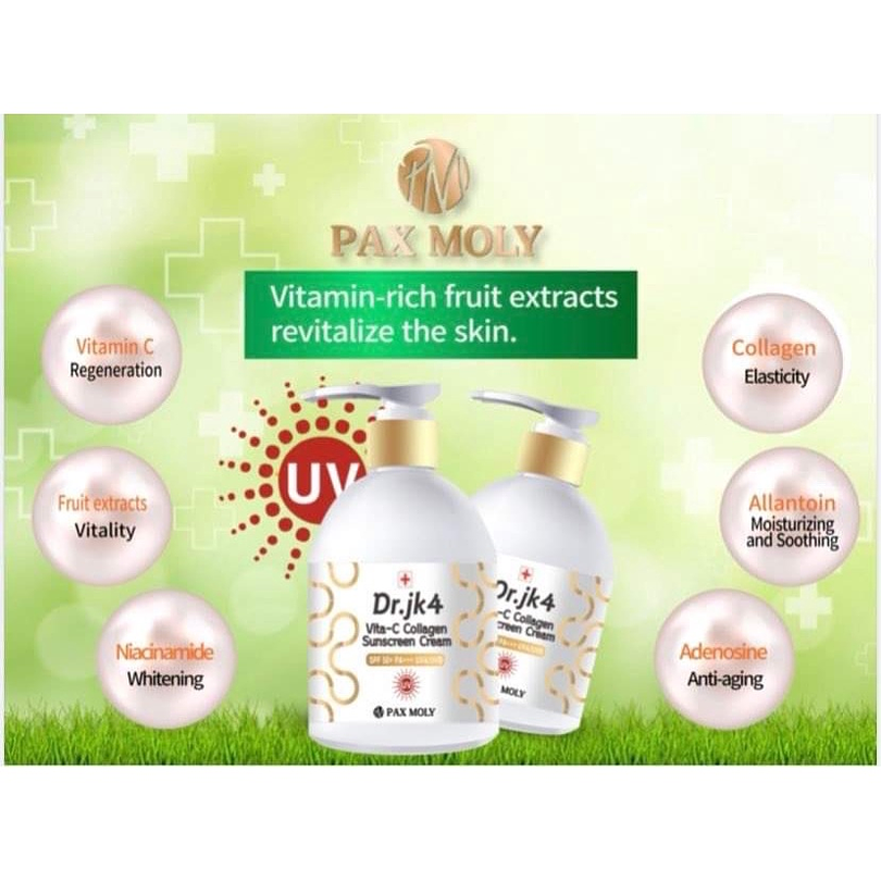 Dr. Jk4 Vita-C Collagen Suscreen Cream SPF50+/+++ (Pax Moly)  200ml Protector solar antiedad y aclarante  2