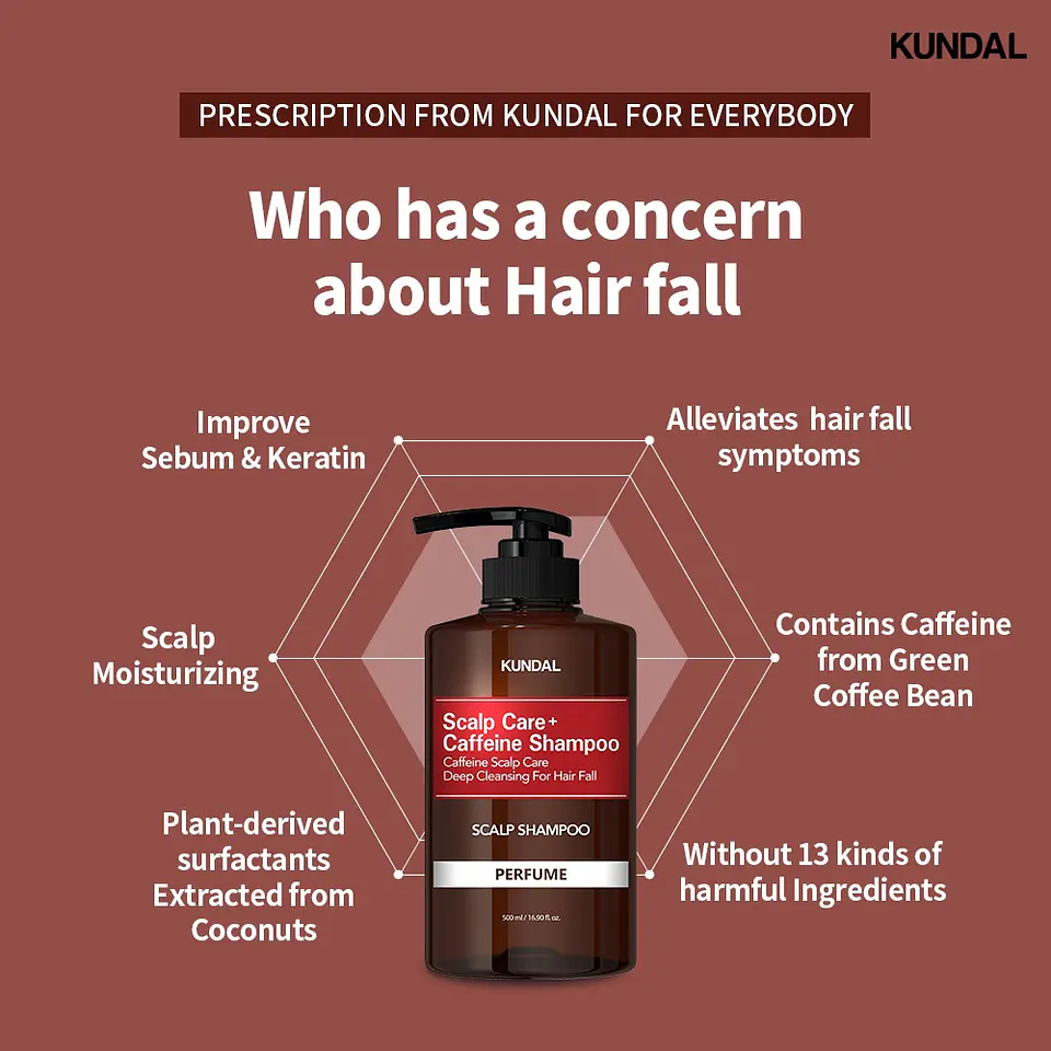 Caffeine Deep Cleansing Shampoo Anticaída de cabello con cafeína (Kundal) - 500ml 2