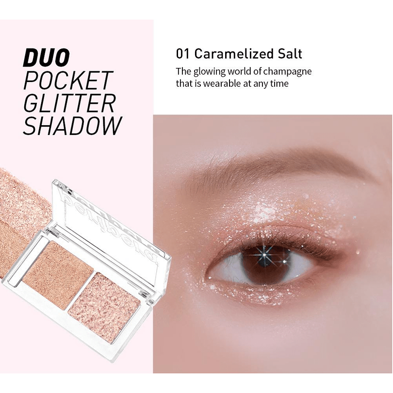 Duo Pocket Glitter Shadow 01 Caramelized Salt (Peripera) - Set de 2 sombras glitter 1