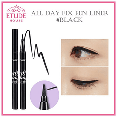 All Day Fix Pen Liner 01 Black (Etude House) - Delienador tipo plumón a prueba de agua negro