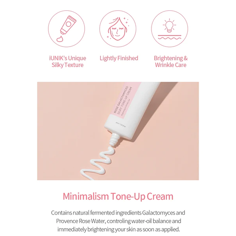 Rose Galactomyces Silky Tone Up Cream (IUNIK) - 40ml Crema aclarante 3