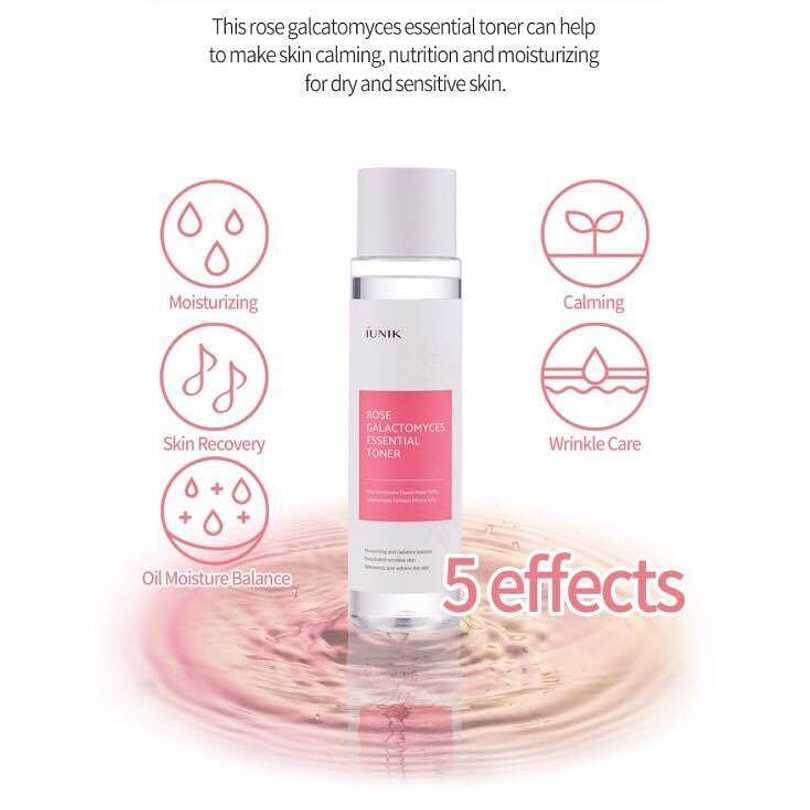 Rose Galactomyces Essential Toner (iUNIK) -200ml Tónico 70% agua de rosas 8