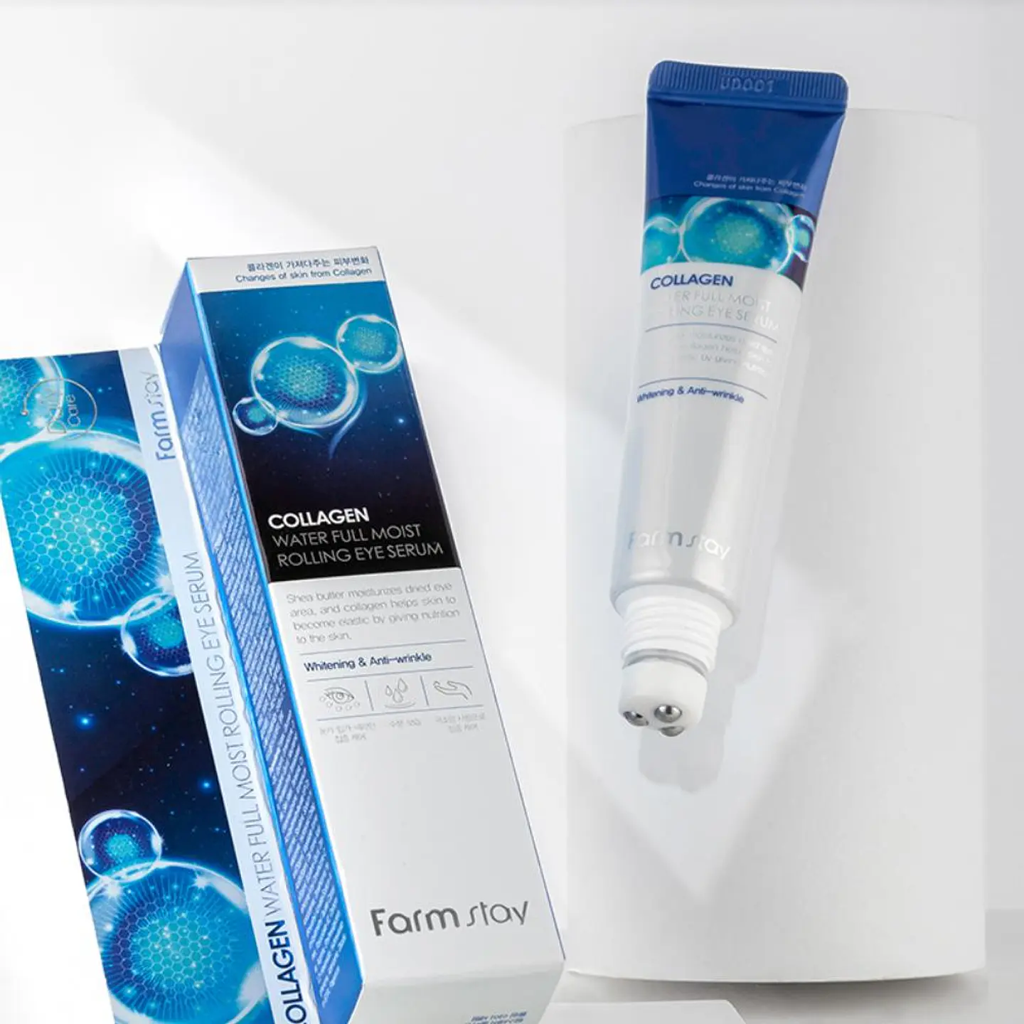 Collagen Water Full Moist Rolling Eye Serum (Farm Stay) – 25ml Suero de contorno de ojos antiedad roll on 11