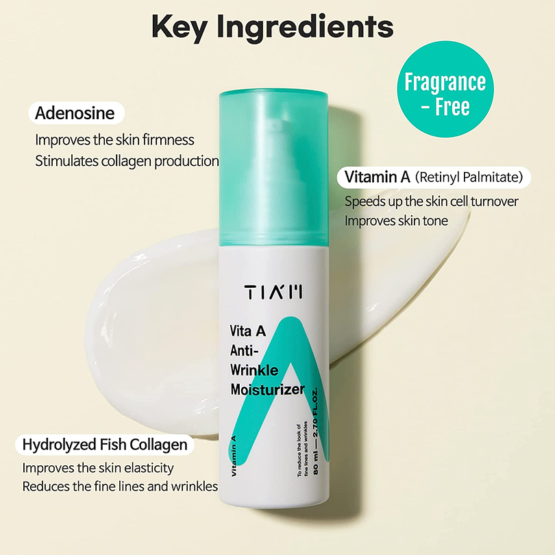 Vita A Anti-Wrinkle Moisturizer (TIAM) - 80ml Crema hidratante antiedad con retinol 7