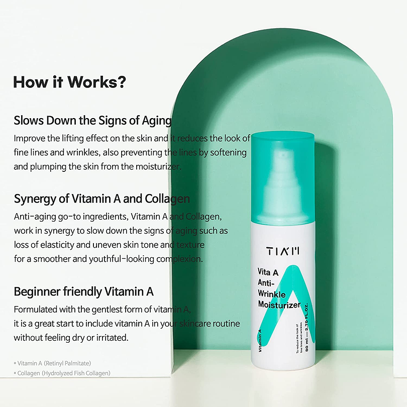 Vita A Anti-Wrinkle Moisturizer (TIAM) - 80ml Crema hidratante antiedad con retinol 8