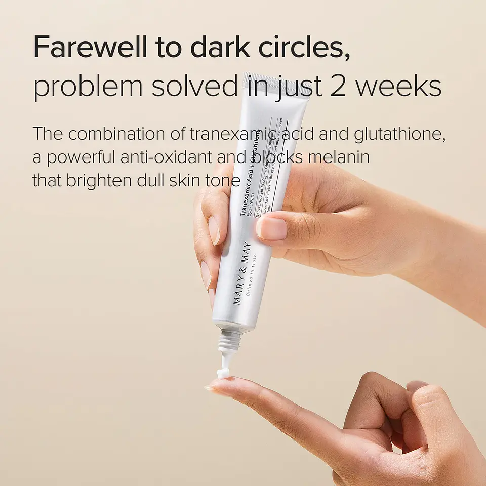Tranexamic Acid + Glutathione Eye Cream (Mary & May) -30ml Crema aclarante ojeras contorno ojos 8